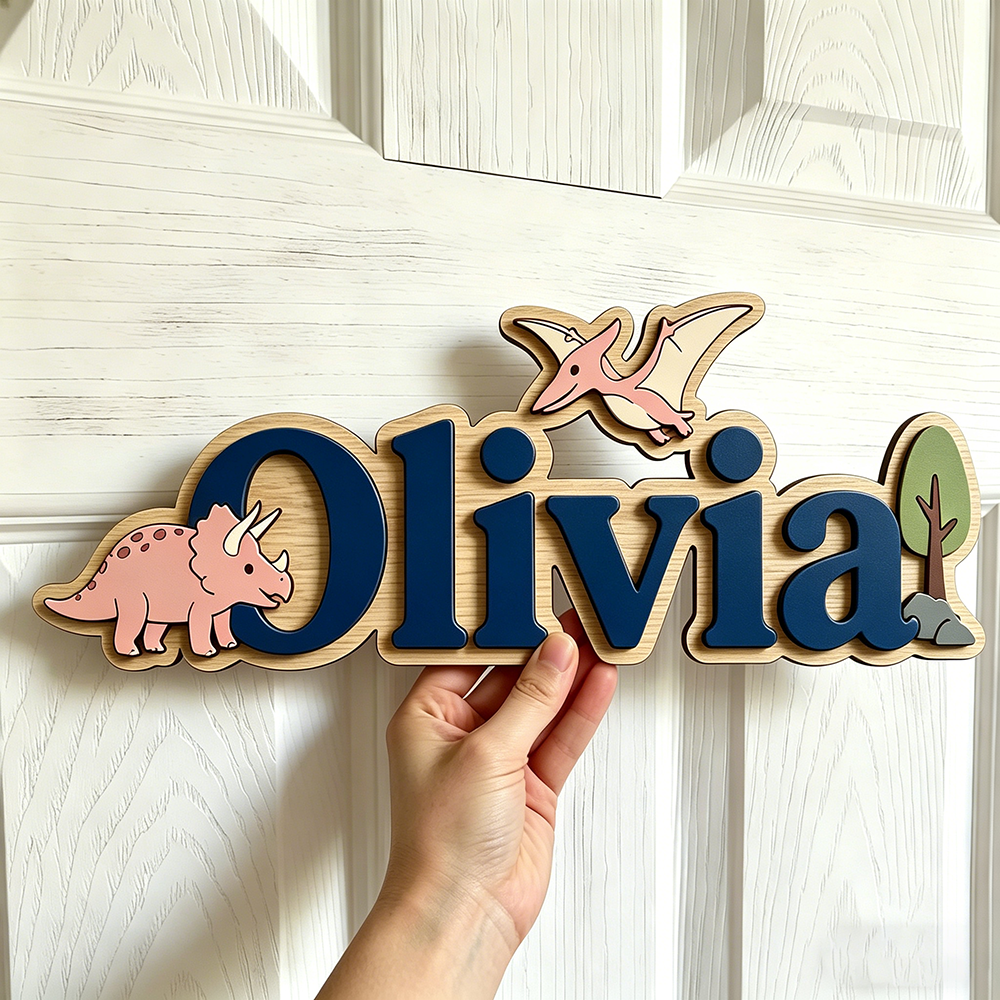 Baby Nursery Decor - Personalized Dinosaur Name Sign for The