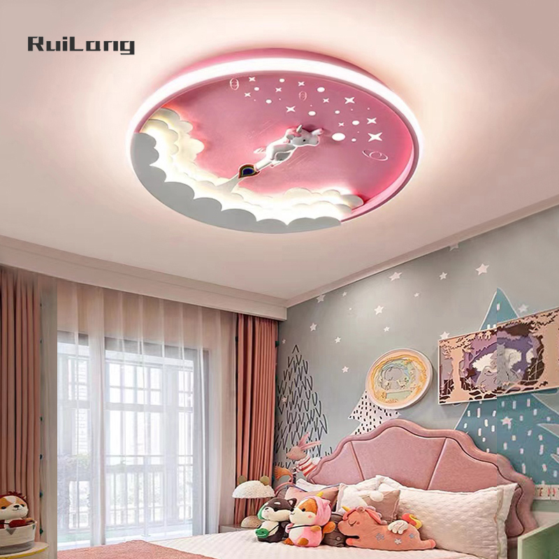 Baby Nursery Pink - Cartoon Led Unicorn Ceiling Lamp Nursery