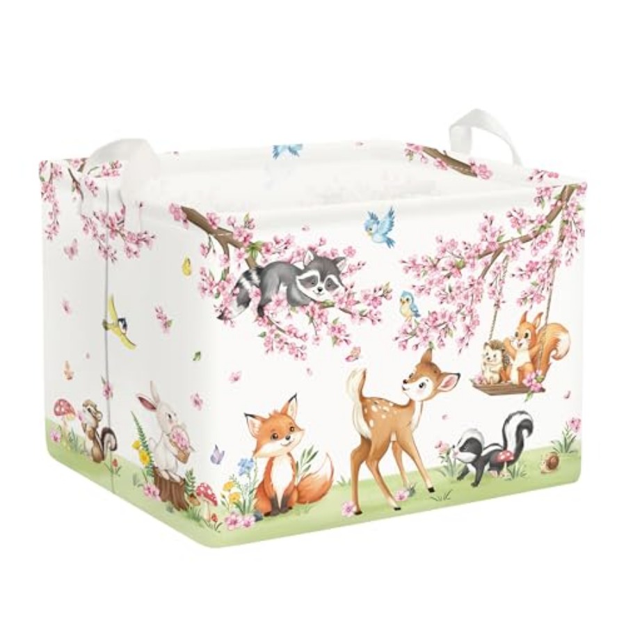 Baby Nursery Organizer - Forest Animal Baby Storage Basket Leaf