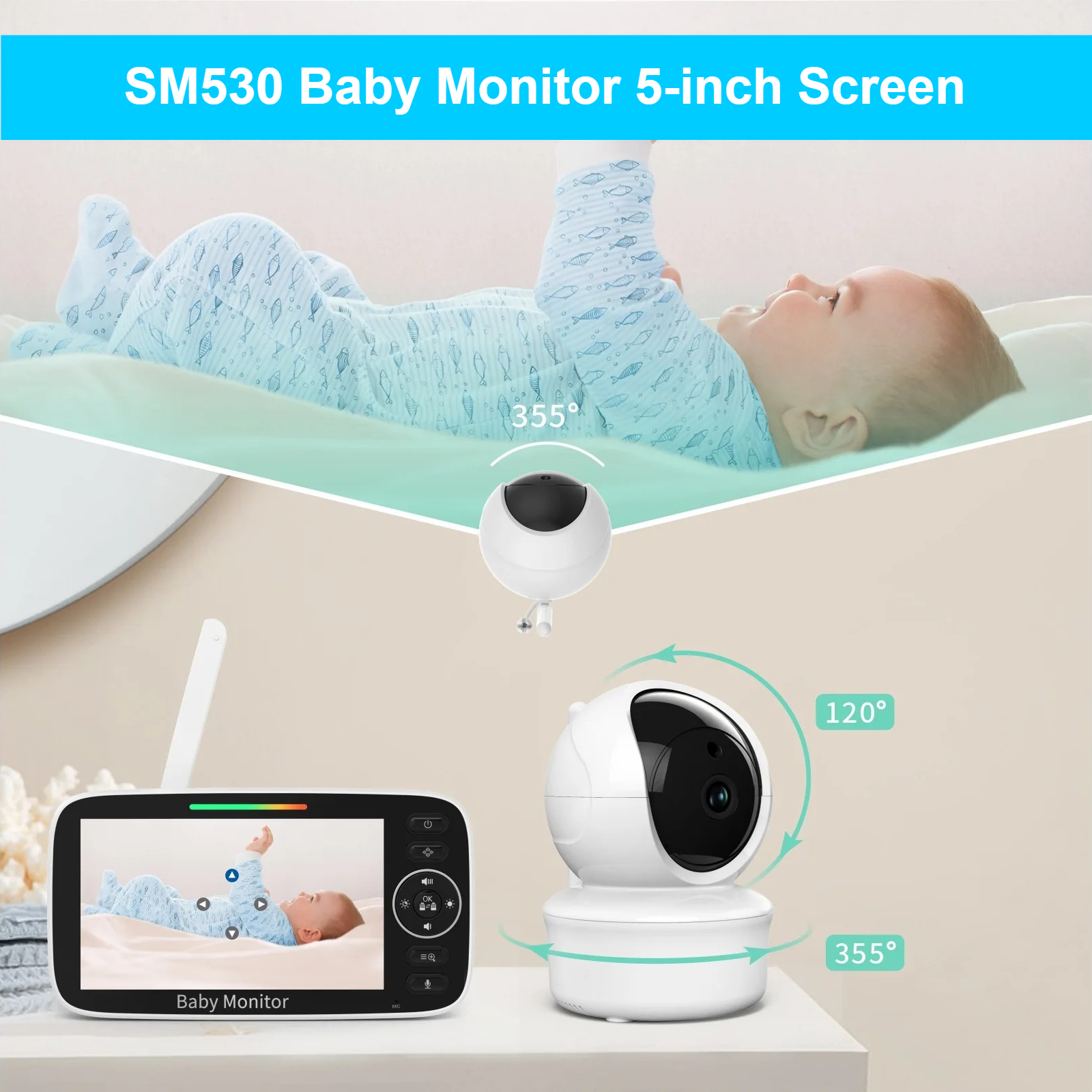 Baby Nursery Videos - Baby Monitor with 5-inch LCD Screen,720P