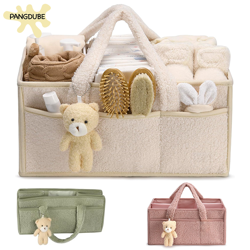 Baby Nursery Organizer - PANGDUBE Plush Diaper Stackers & Caddies