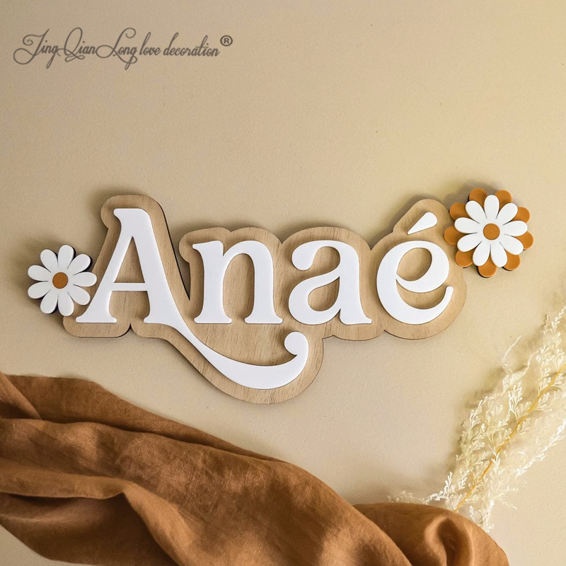 Baby Nursery Name Letters - Custom Personalized wooden first name, Flower