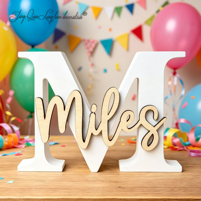 Baby Nursery Name Letters - Custom Personalized Standing Wooden Letter with
