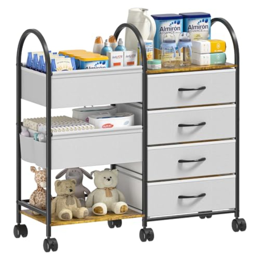 Baby Nursery Organizer - Baby Diaper Caddy Organizer Cart with