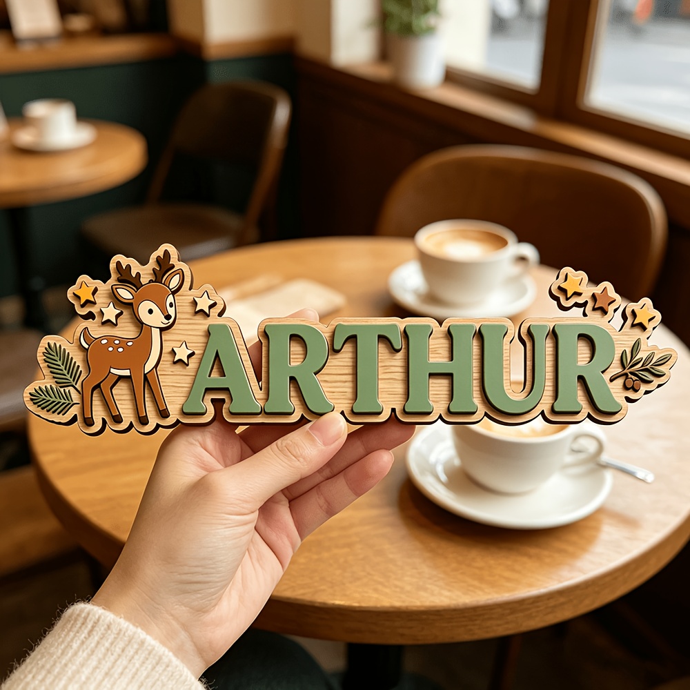 Baby Nursery Decor - Custom Deer & Star Wooden Name