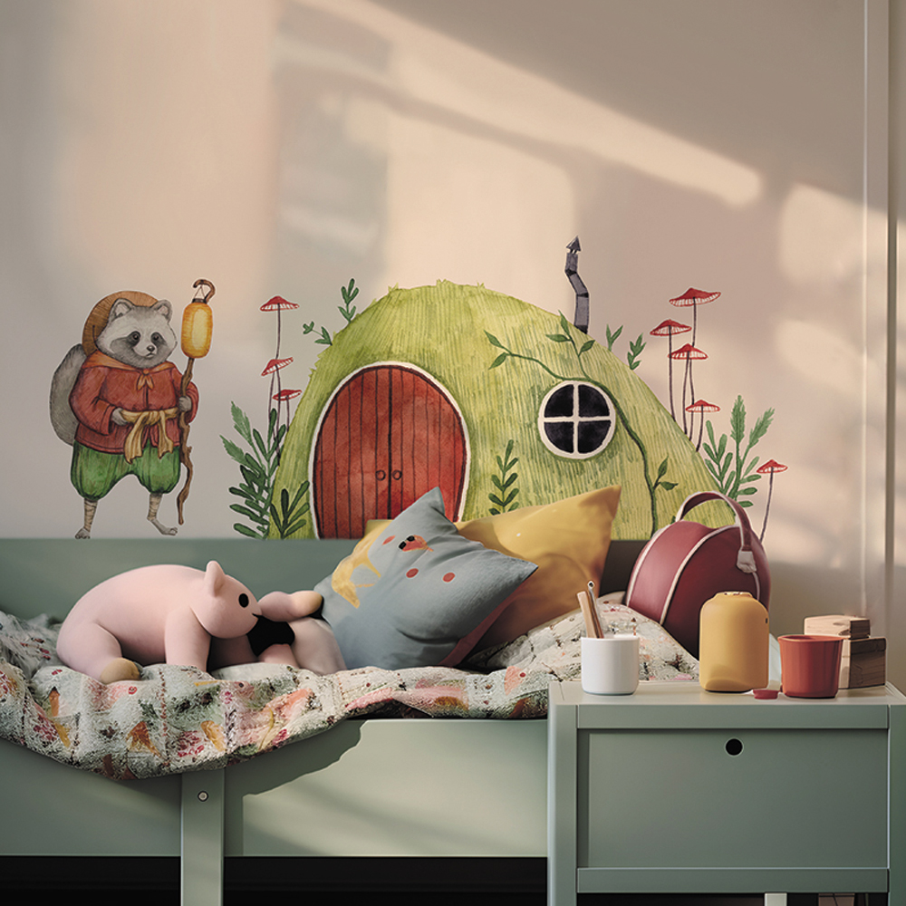 Baby Nursery Fabric - Boho Fabric Mushroom House Animals Vintage