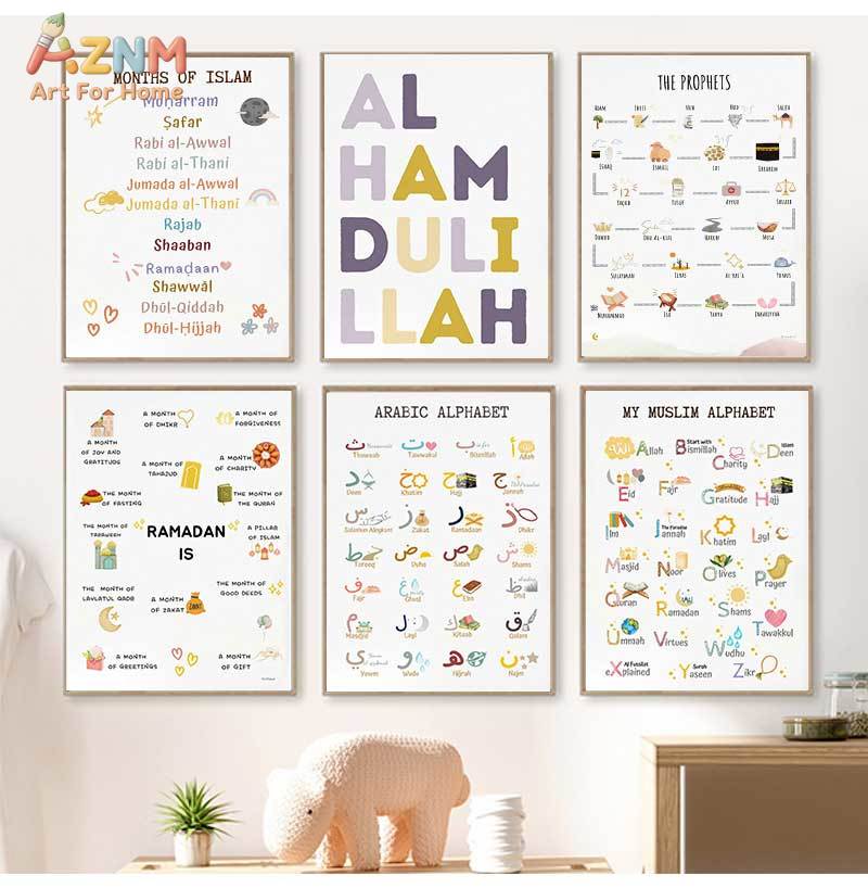 Baby Nursery Fabric - Islam Muslim Prophets Arabic Alphabet Allah