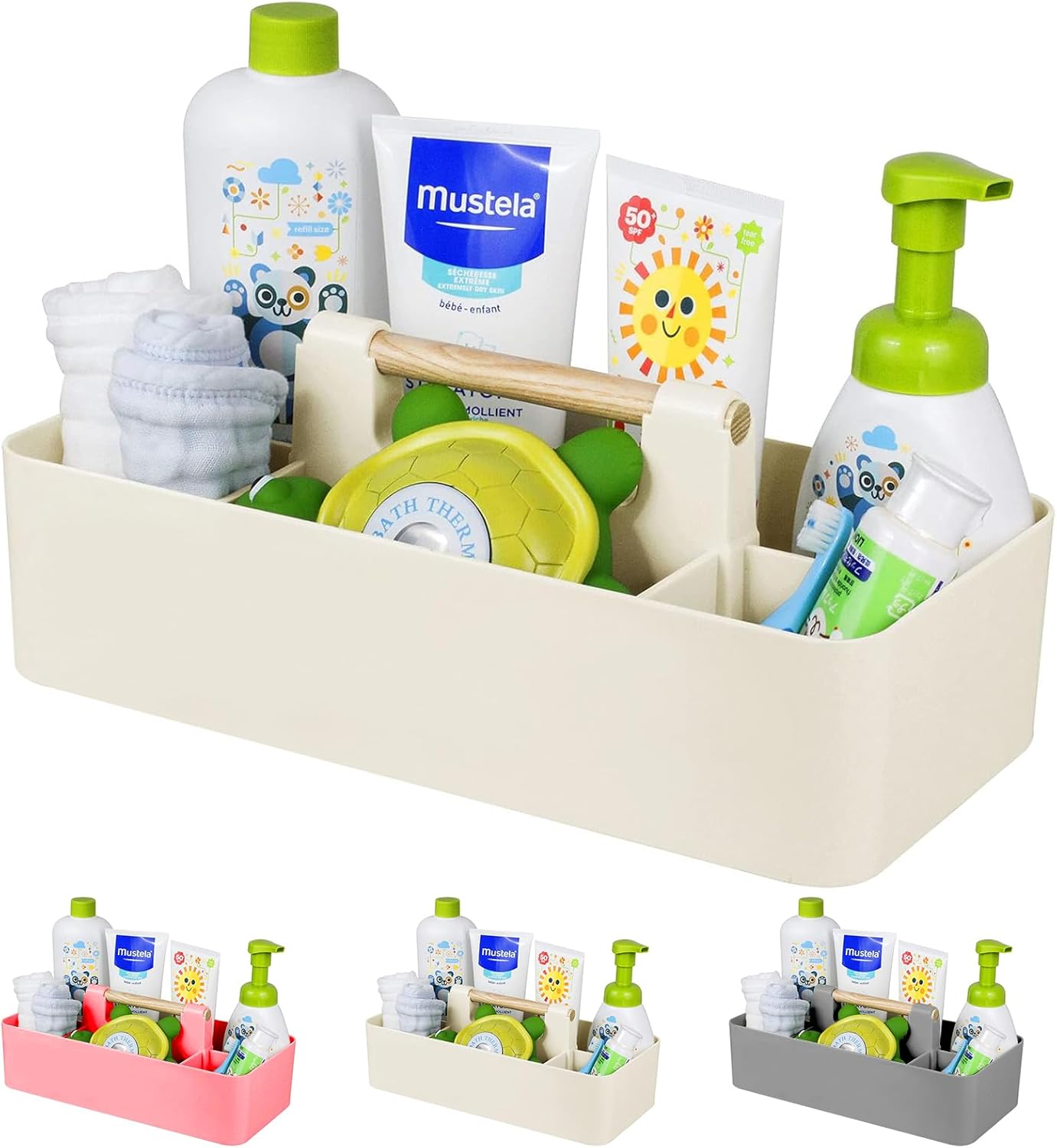 Baby Nursery Organizer - Portable Baby Shower Caddy with Wood