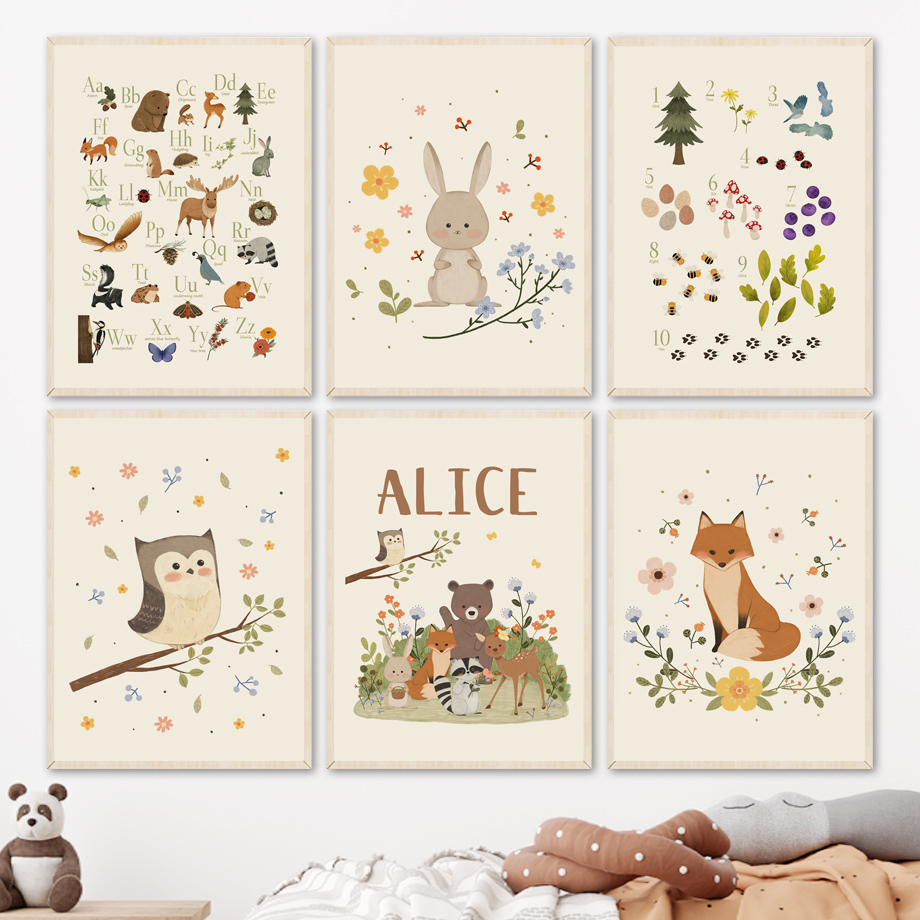 Baby Nursery Fabric - 1pc frameless Cute Rabbit Fox Owl