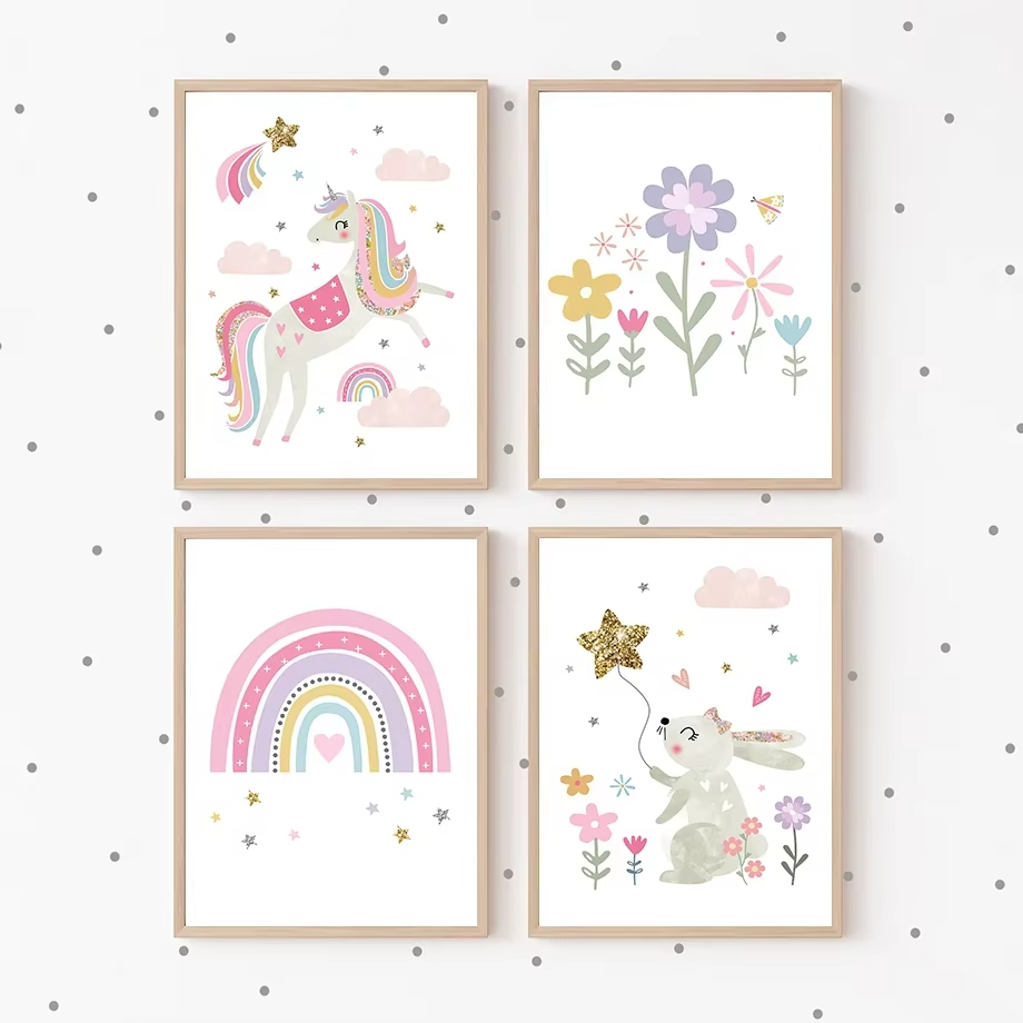 Pink Unicorn Rabbit Rainbow Cl - Baby Nursery Pink reseña y precio