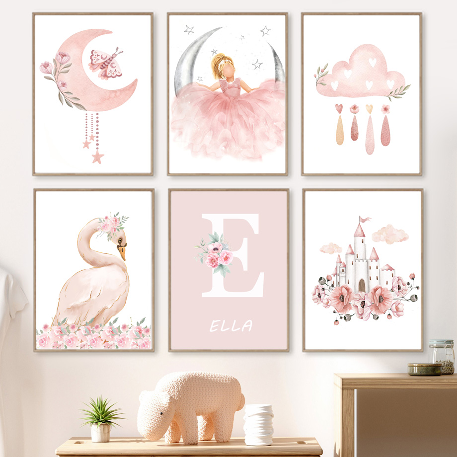 Pink Angel Girl Sun Moon Cloud - Baby Nursery Pink reseña y precio