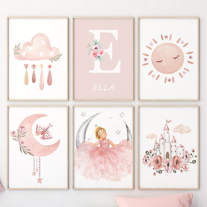 Pink Angel Girl Sun Moon Cloud - Baby Nursery Pink reseña y precio