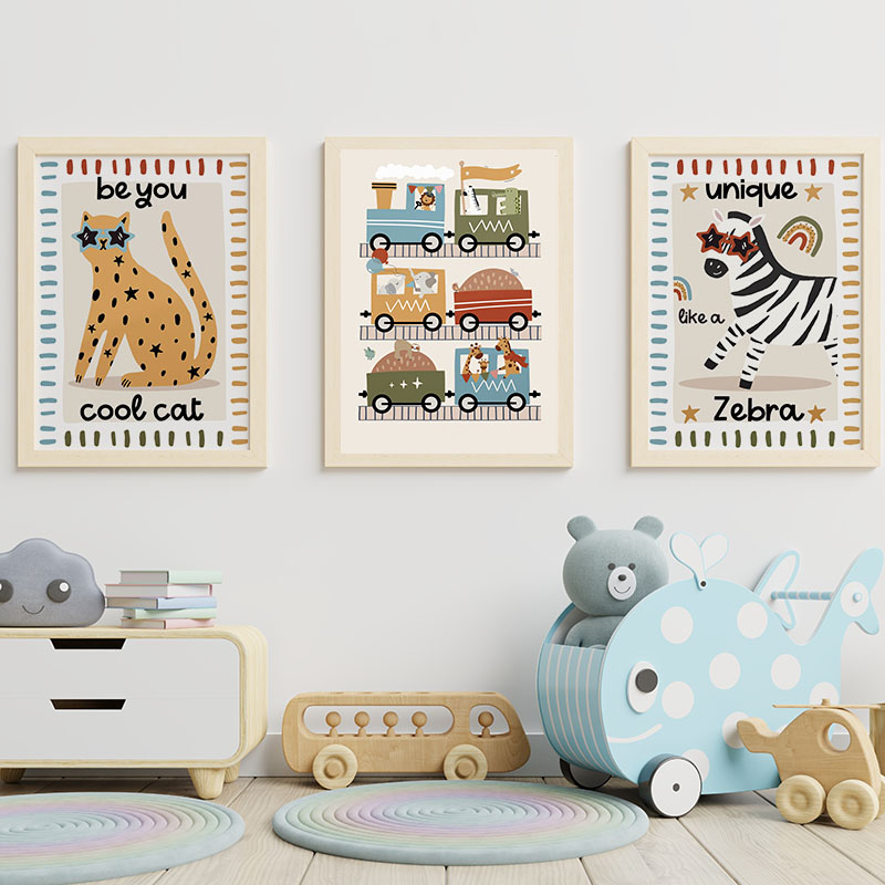 Funny Cartoon Animals Car Bus  - Baby Nursery Fabric reseña y precio