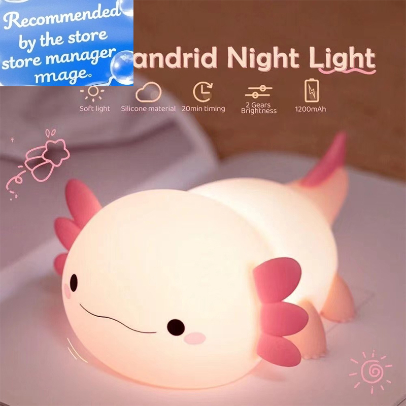 Cute Axolotl Night Light Silic - Baby Nursery Pink reseña y precio