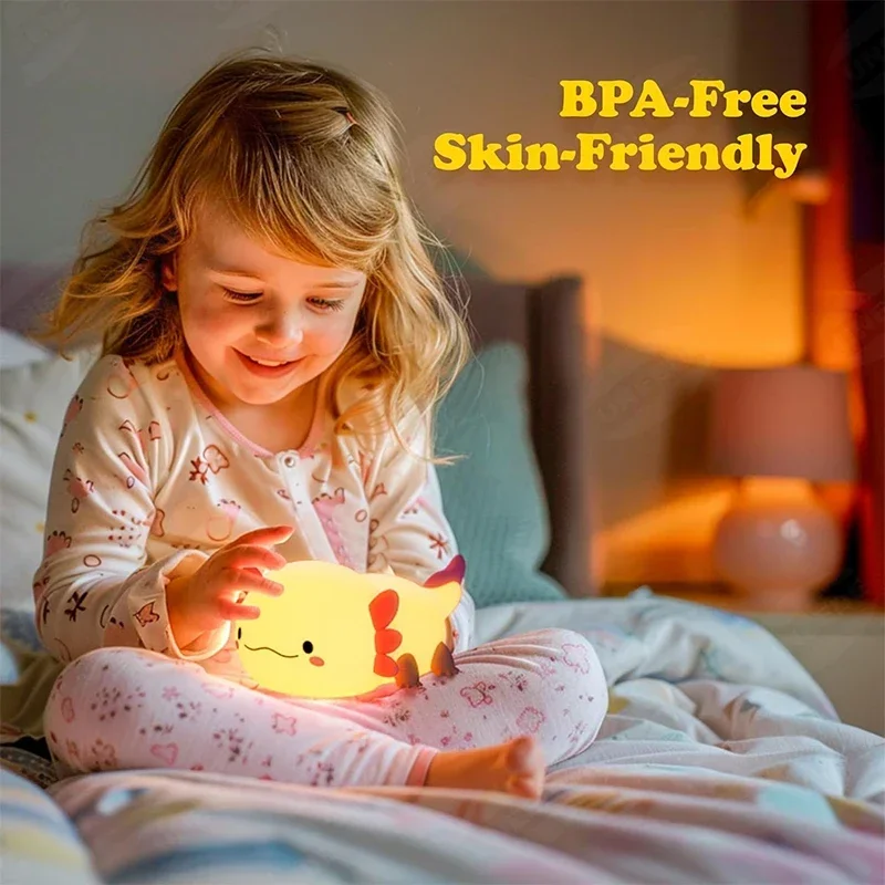 Cute Axolotl Night Light Silic - Baby Nursery Pink reseña y precio