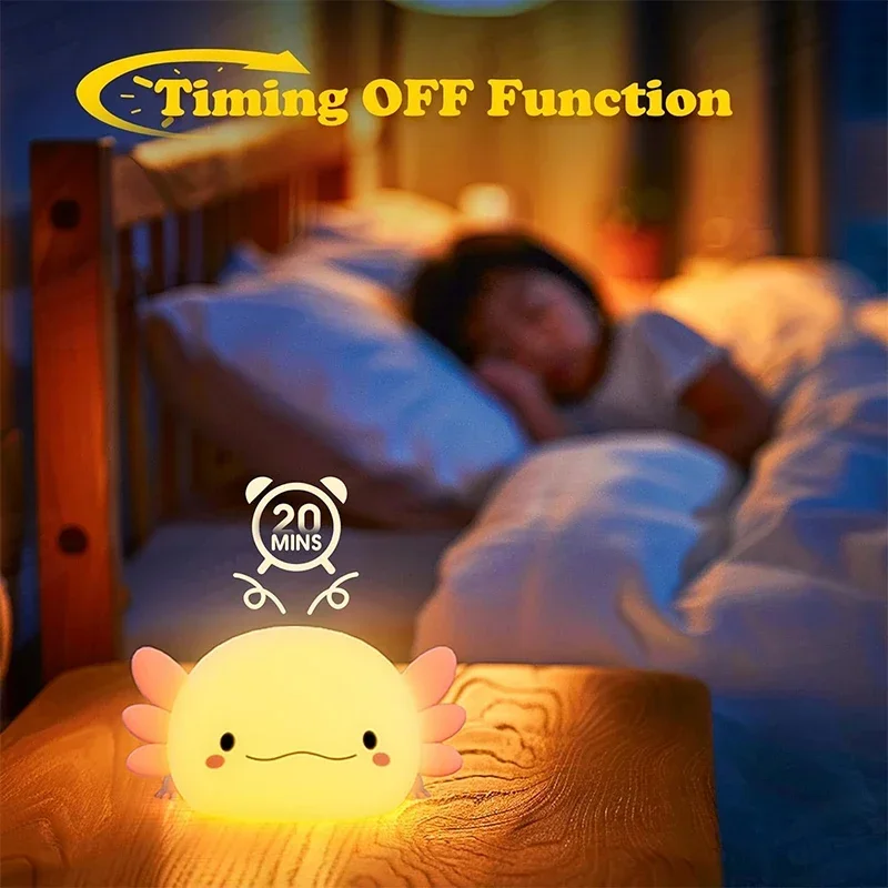 Cute Axolotl Night Light Silic - Baby Nursery Pink reseña y precio