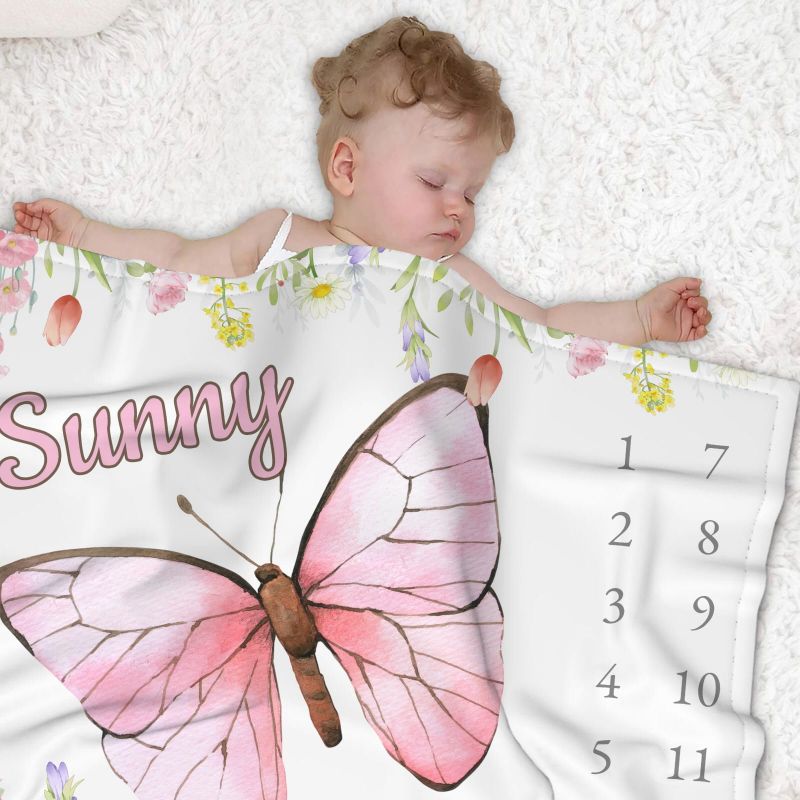 VIKAMA Watercolor Pink Butterf - Baby Nursery Pink reseña y precio