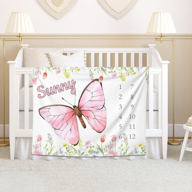 VIKAMA Watercolor Pink Butterf - Baby Nursery Pink reseña y precio