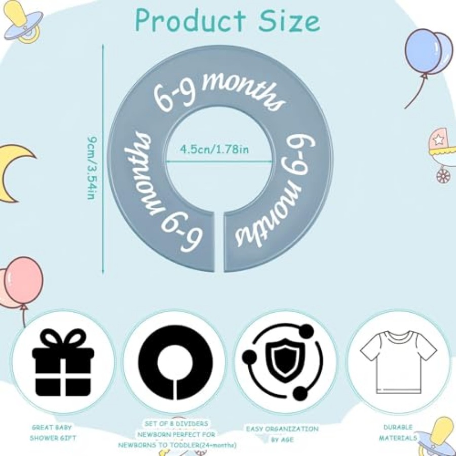 8 Pcs Baby Closet Dividers, Gi - Baby Nursery Decor reseña y precio