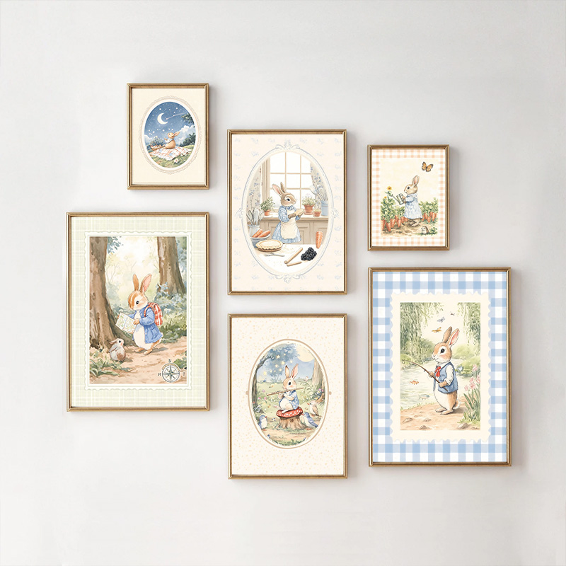 Vintage Boho Blue Plaid Rabbit - Baby Nursery Vintage reseña y precio