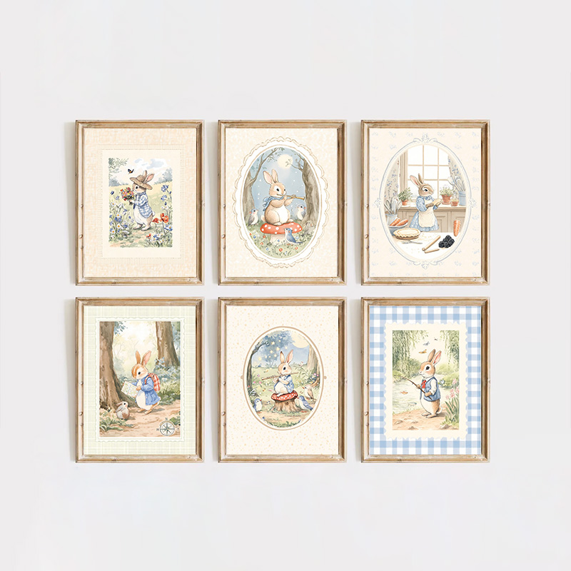 Vintage Boho Blue Plaid Rabbit - Baby Nursery Vintage reseña y precio