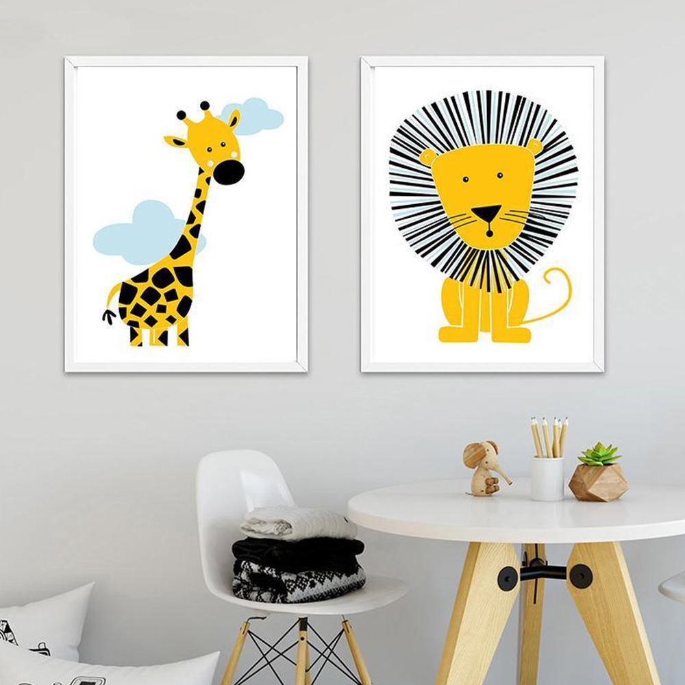 Cartoon Animal Posters Yellow  - Baby Nursery Yellow Walls reseña y precio