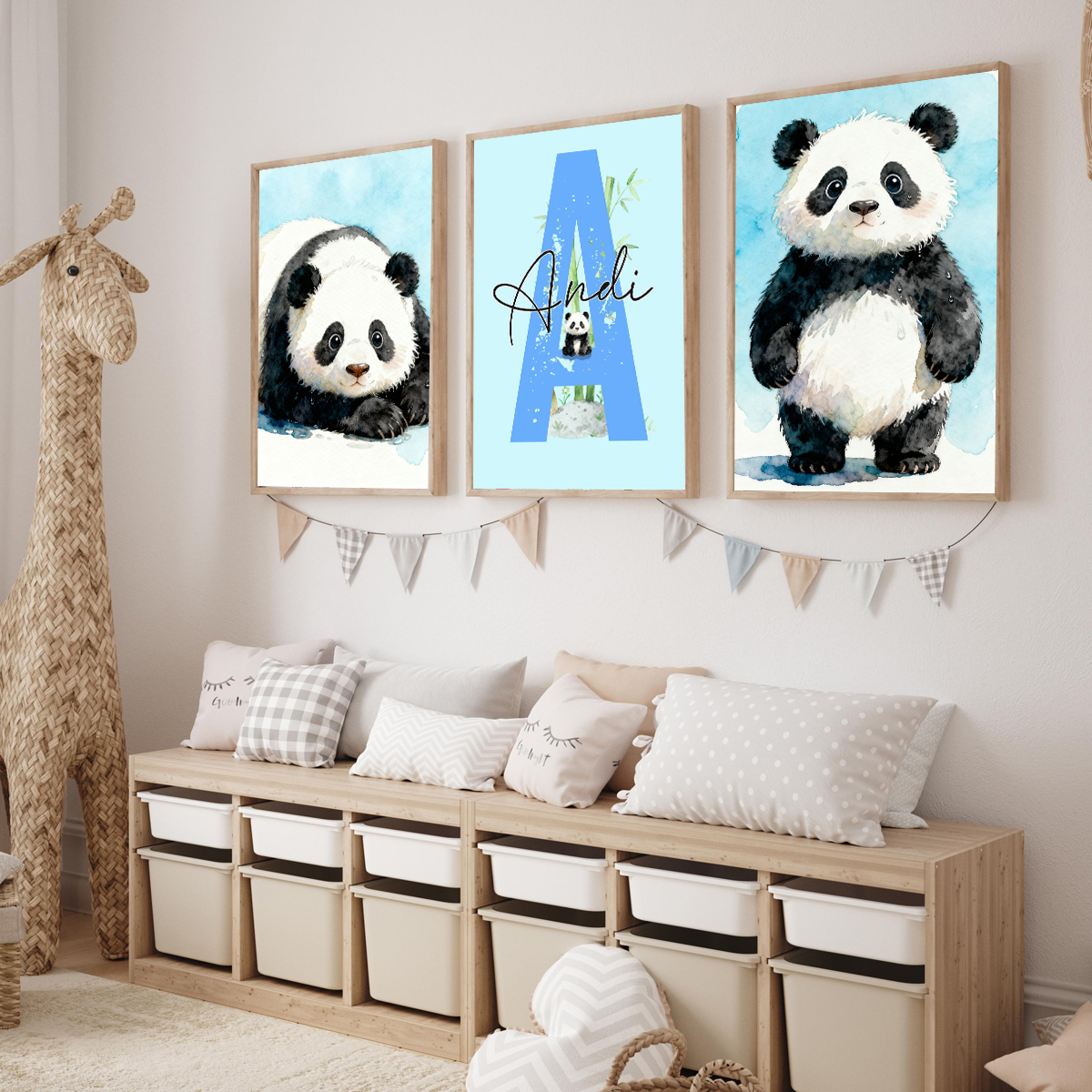 3pcs Personalized Panda Nurser - Baby Nursery Decor reseña y precio