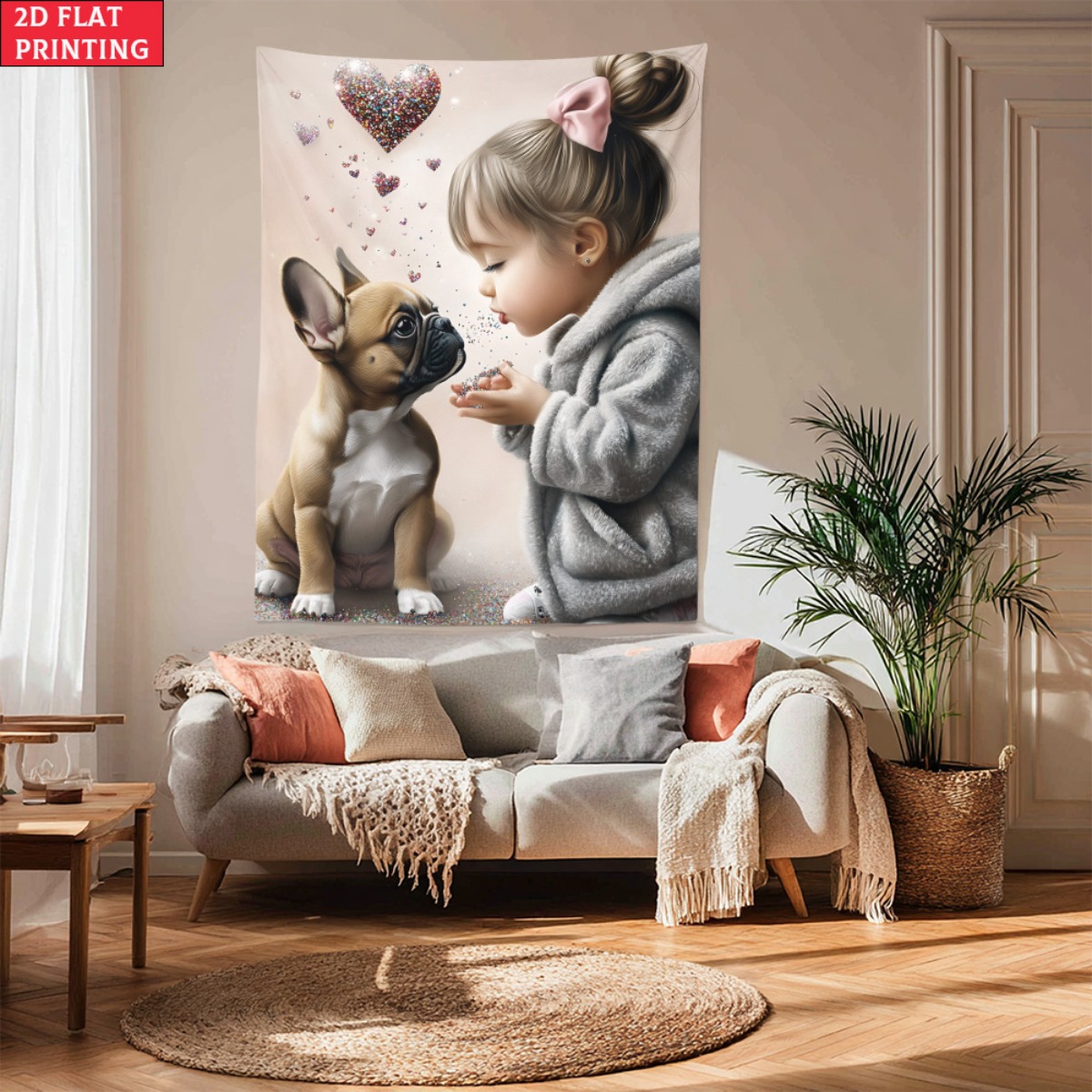 Girl with french bulldog puppy - Baby Nursery Modern reseña y precio