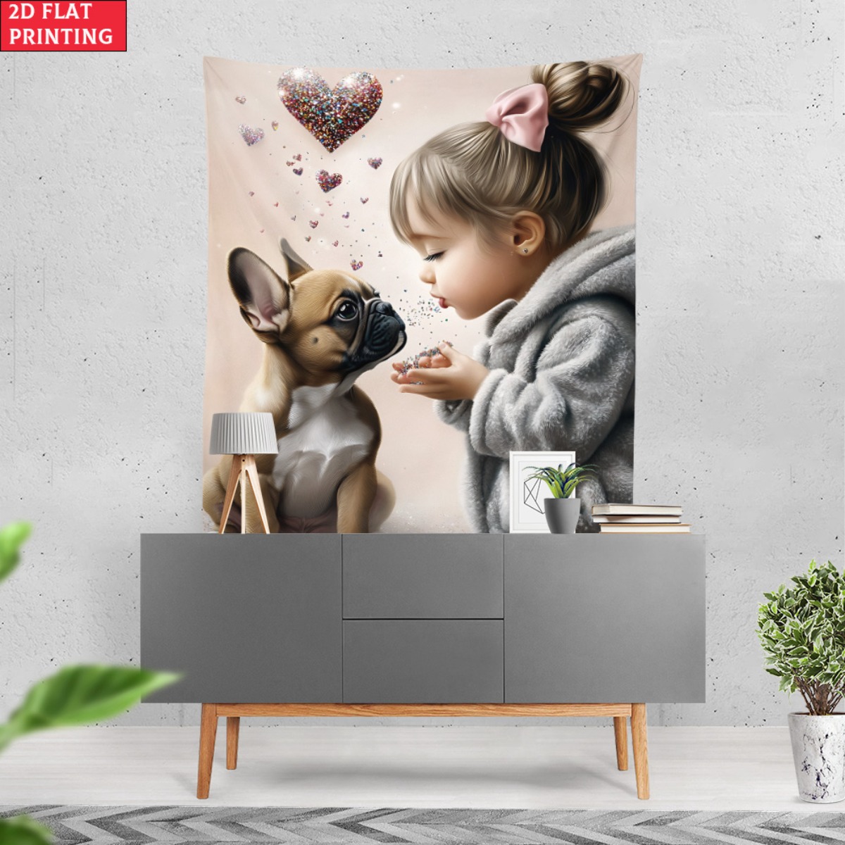 Girl with french bulldog puppy - Baby Nursery Modern reseña y precio