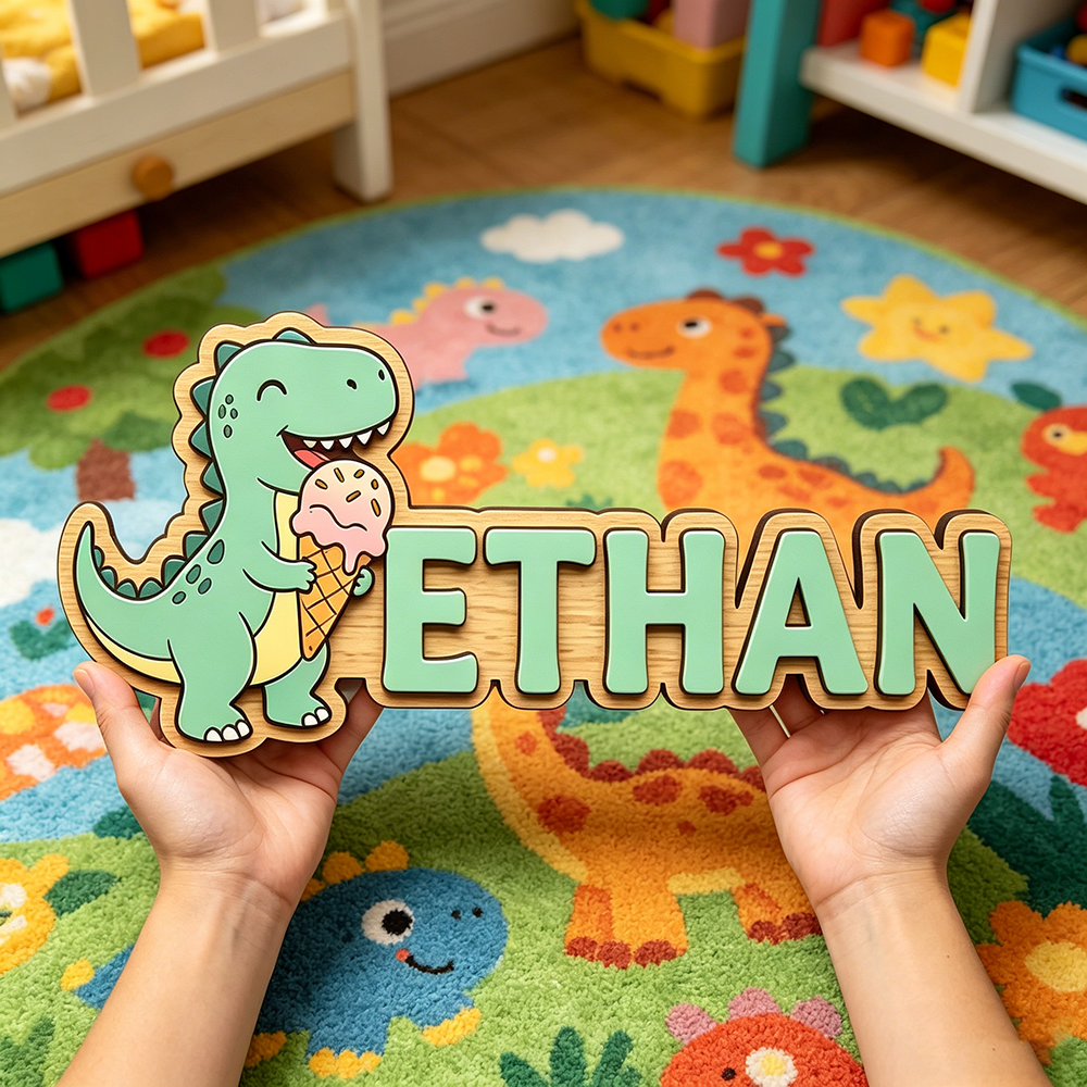 Whimsical Ice Cream Dinosaur C - Baby Nursery Decor reseña y precio