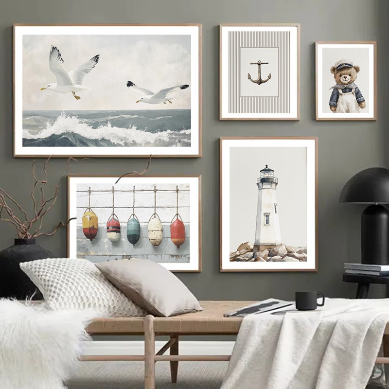 Neutral Nautical Nursery Art V - Baby Nursery Vintage reseña y precio