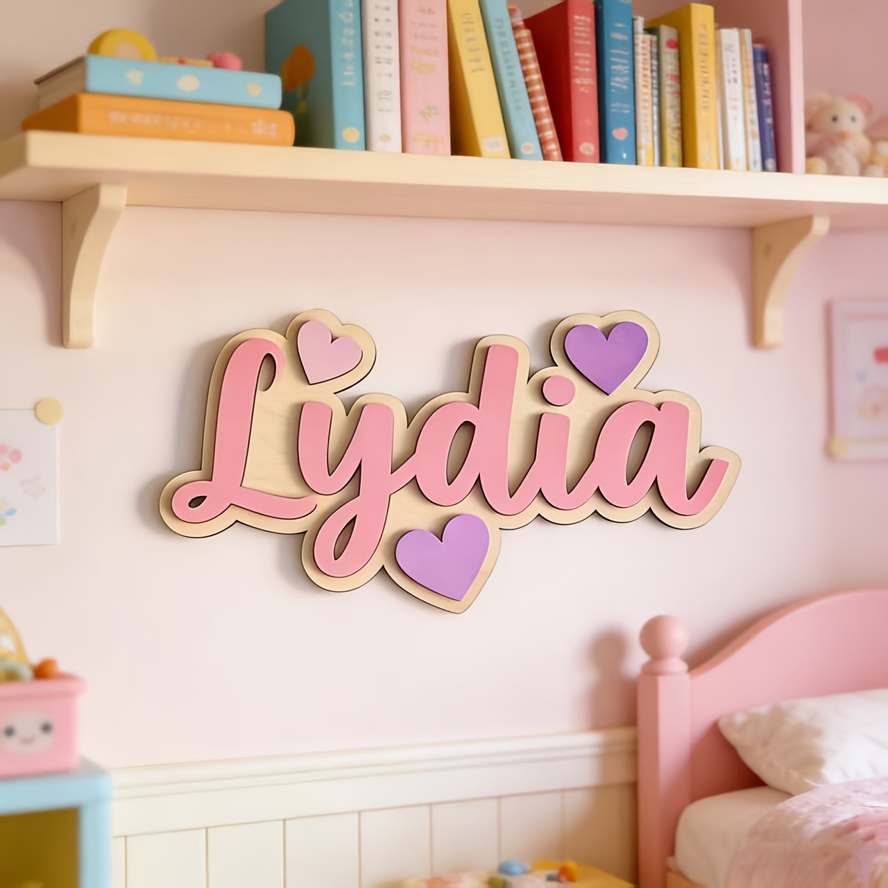 Personalized Gradient Heart Na - Baby Nursery Pink reseña y precio