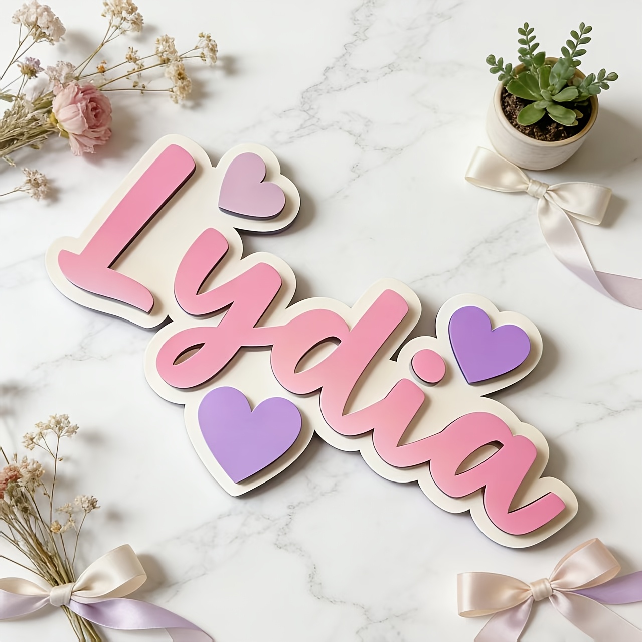 Personalized Gradient Heart Na - Baby Nursery Pink reseña y precio