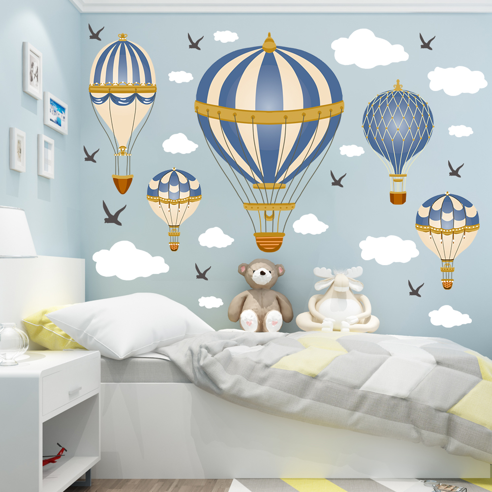 Cartoon Hot Air Balloon Clouds - Baby Nursery Modern reseña y precio