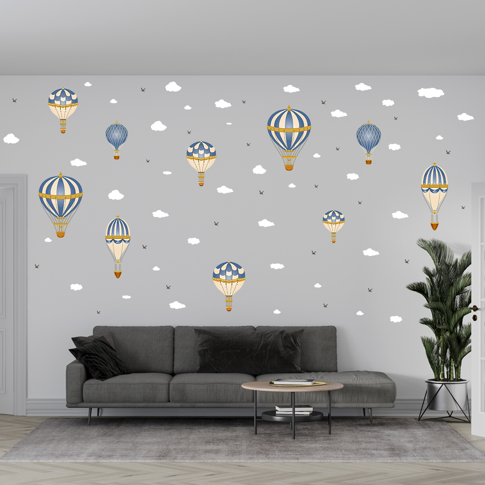 Cartoon Hot Air Balloon Clouds - Baby Nursery Modern reseña y precio
