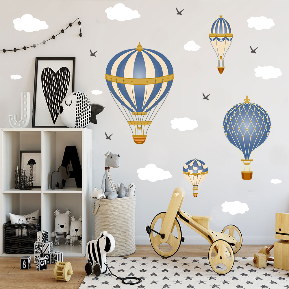 Cartoon Hot Air Balloon Clouds - Baby Nursery Modern reseña y precio