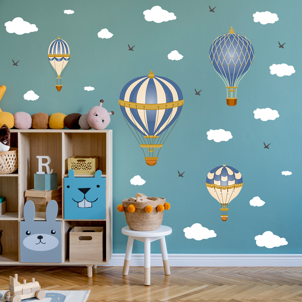Cartoon Hot Air Balloon Clouds - Baby Nursery Modern reseña y precio