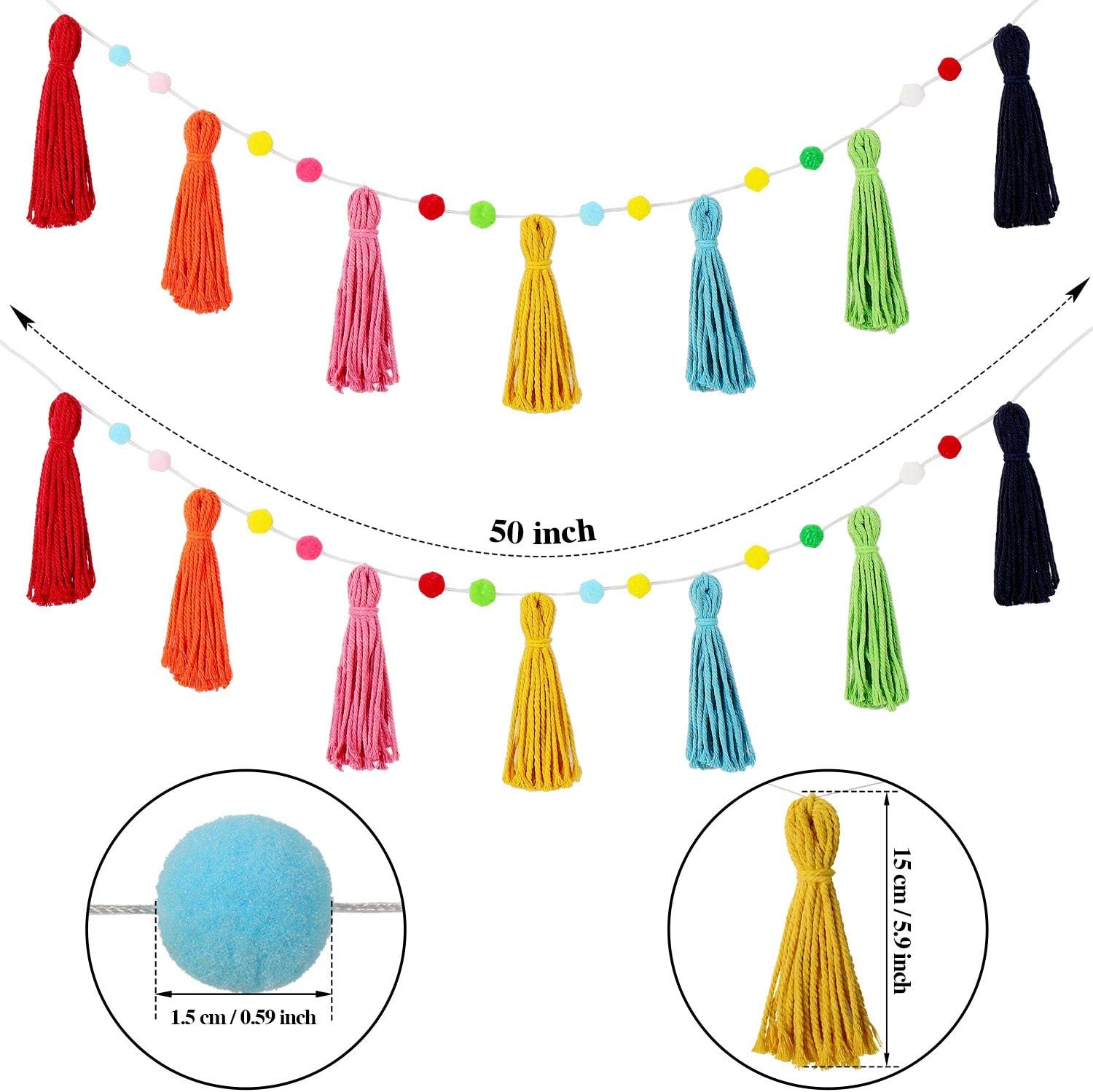 3 Pcs Colorful Rainbow Boho Ta - Baby Nursery Fabric reseña y precio