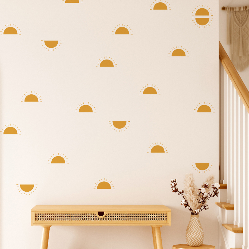 Boho Yellow Orange Half Sun Wa - Baby Nursery Yellow Walls reseña y precio