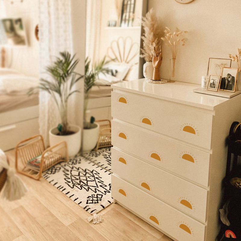Boho Yellow Orange Half Sun Wa - Baby Nursery Yellow Walls reseña y precio