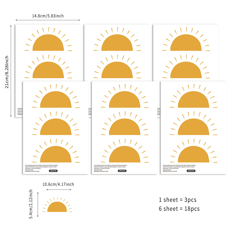 Boho Yellow Orange Half Sun Wa - Baby Nursery Yellow Walls reseña y precio