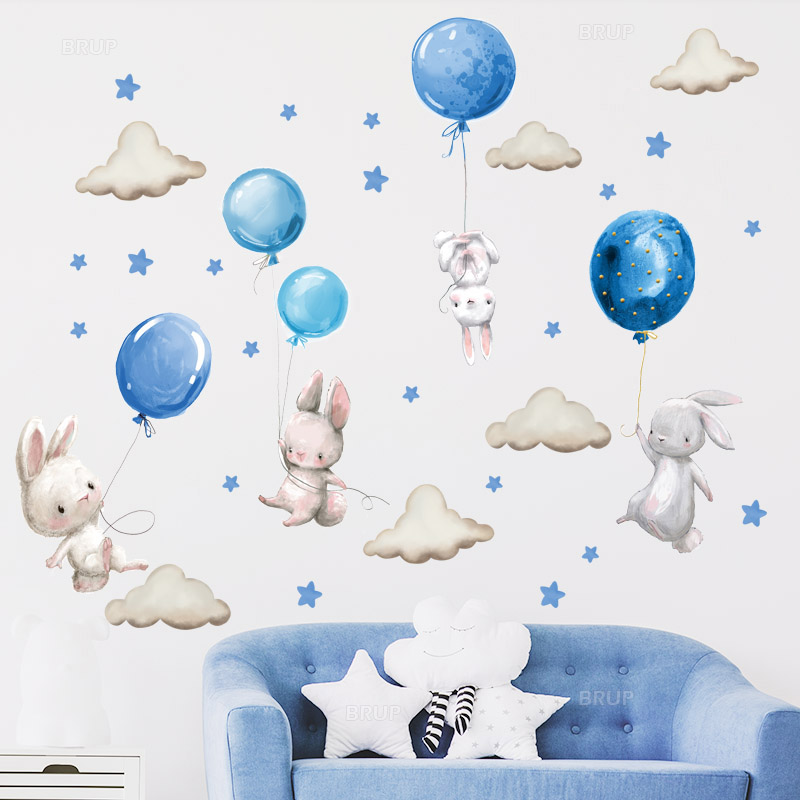 Watercolor Pink Balloon Bunny  - Baby Nursery Pink reseña y precio