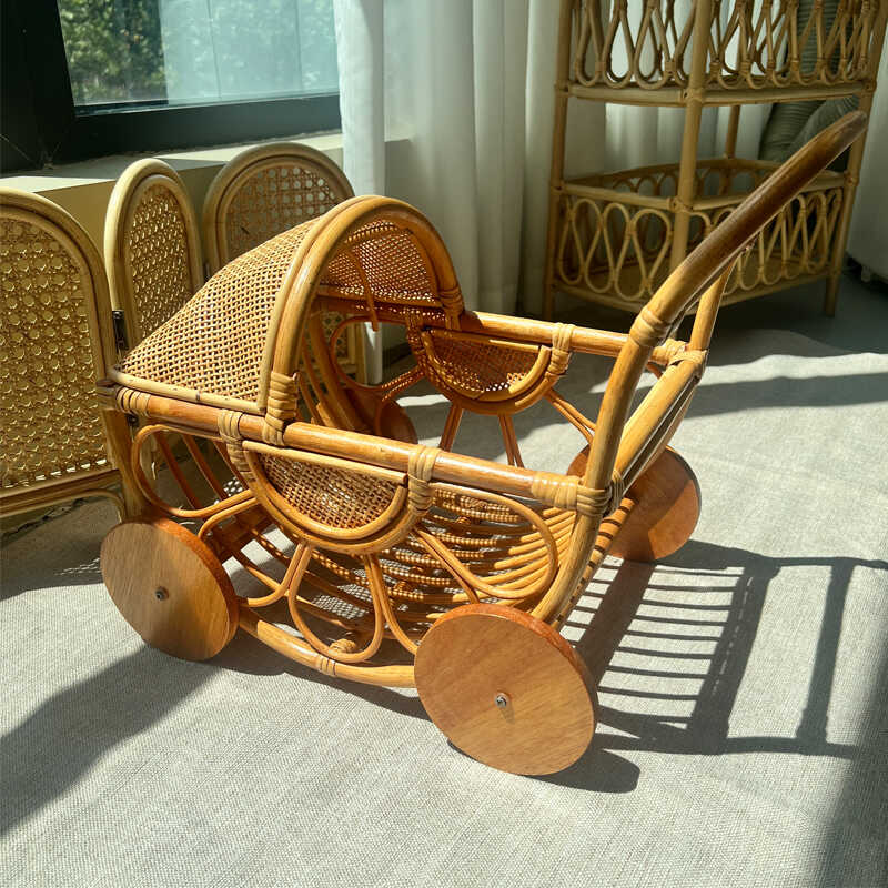 Woven Rattan Baby Stroller Vin - Baby Nursery Vintage reseña y precio