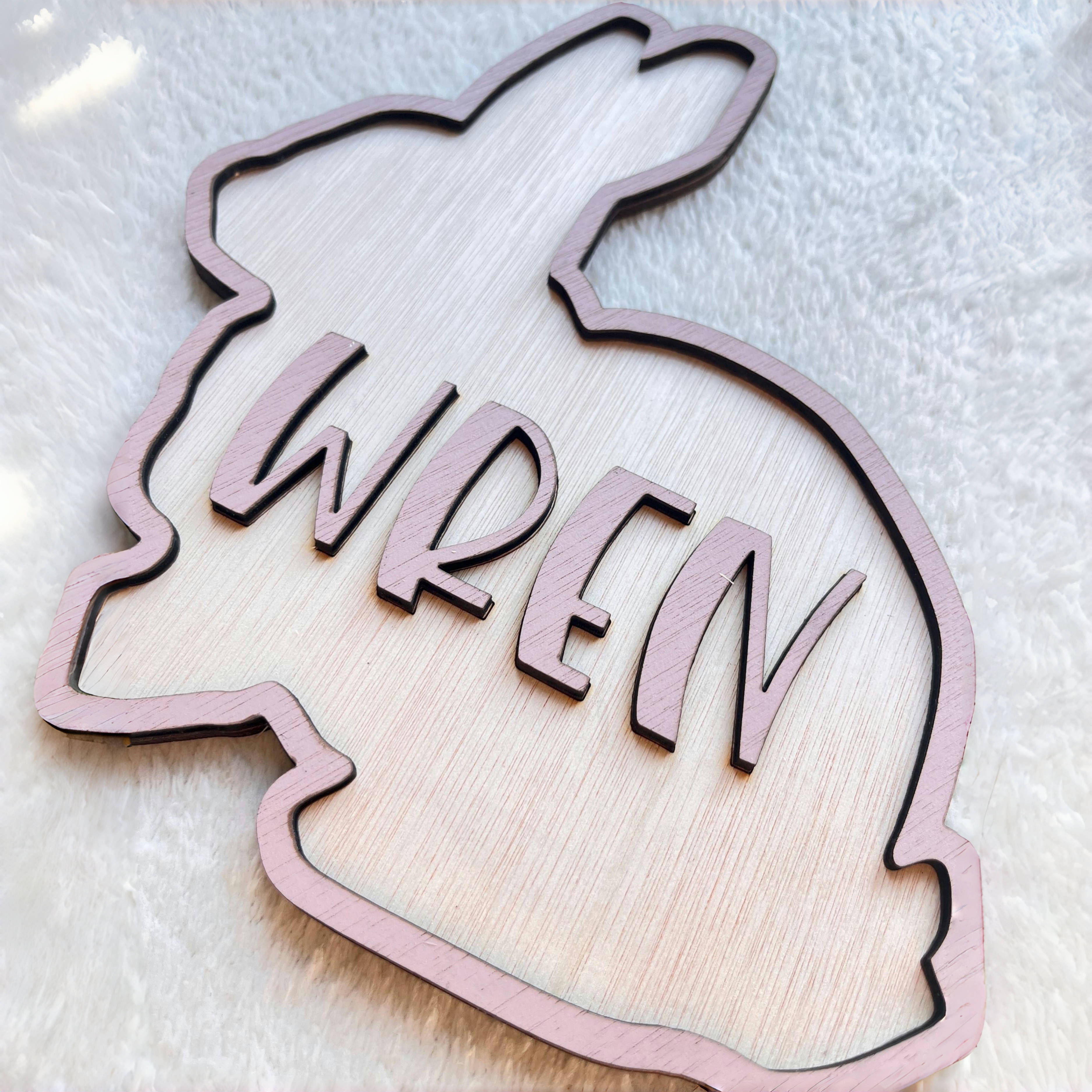 Personalized Bunny Name Wooden - Baby Nursery Decor reseña y precio