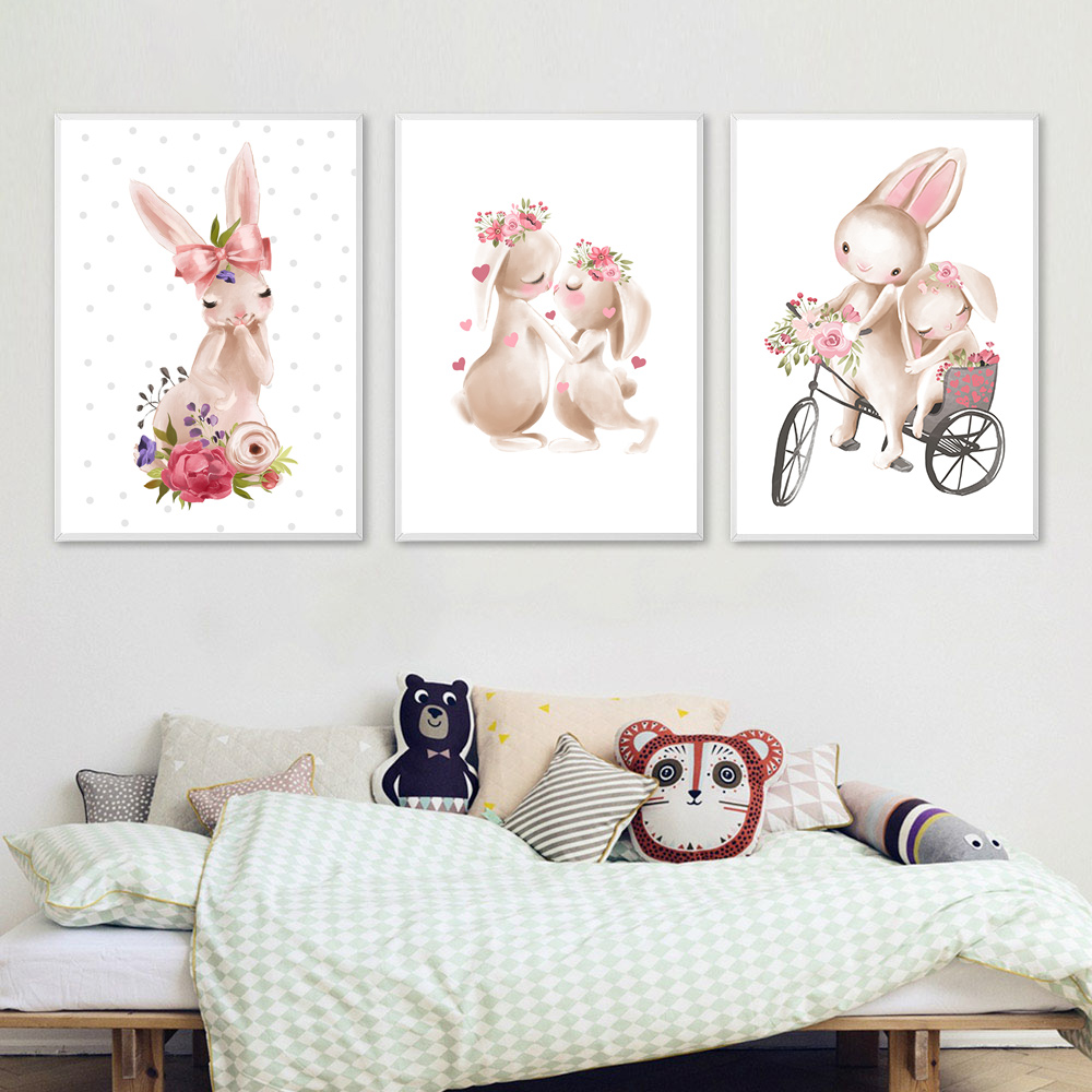 Rabbit animal print, pink flow - Baby Nursery Pink reseña y precio
