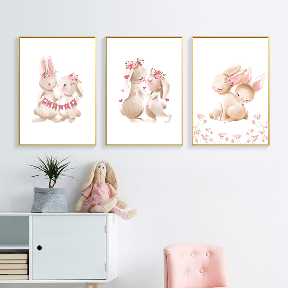 Rabbit animal print, pink flow - Baby Nursery Pink reseña y precio