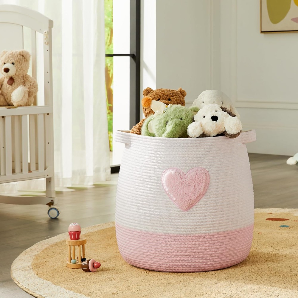 Pink Laundry Basket Hamper for - Baby Nursery Pink reseña y precio