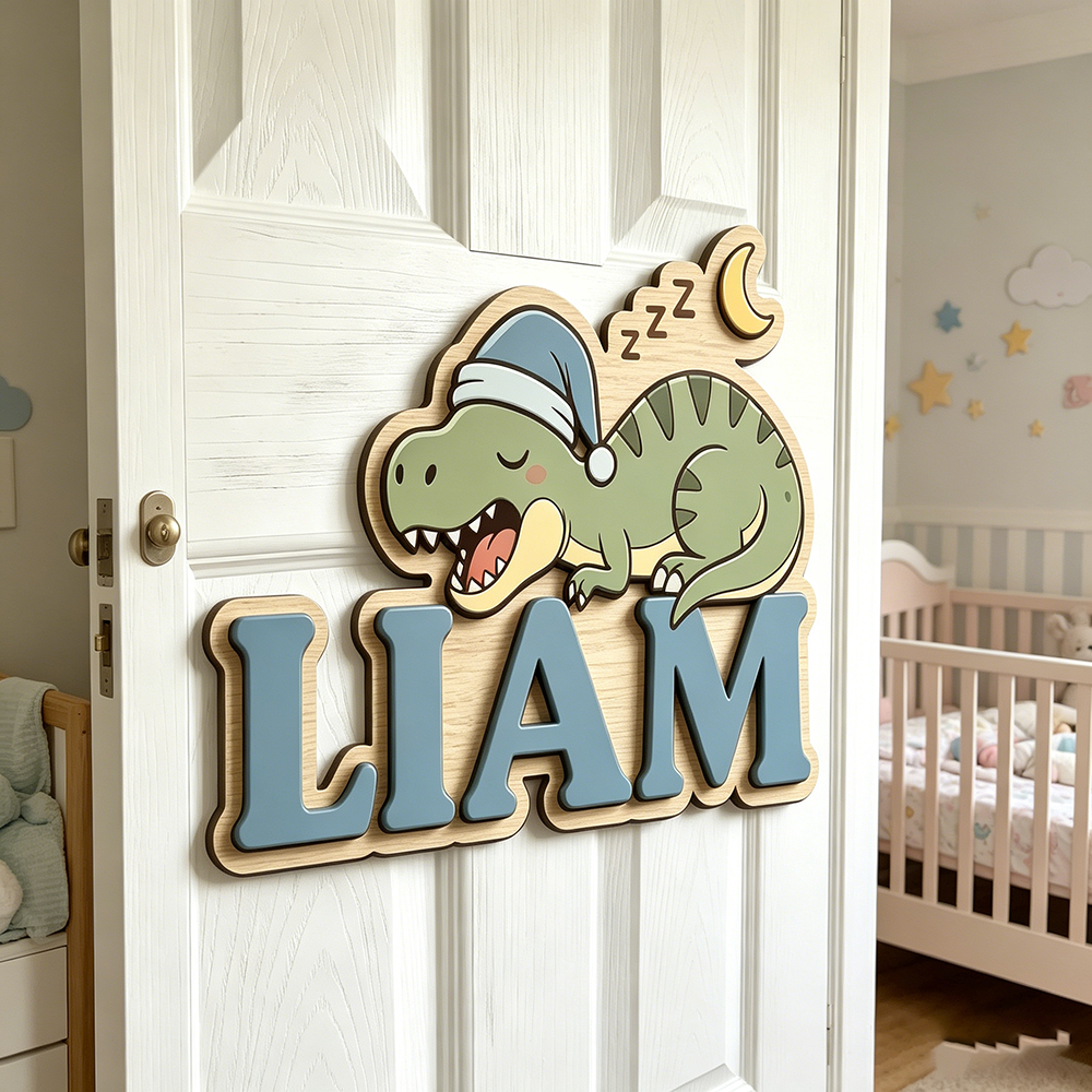 Personalized Sleepy Dinosaur N - Baby Nursery Decor reseña y precio