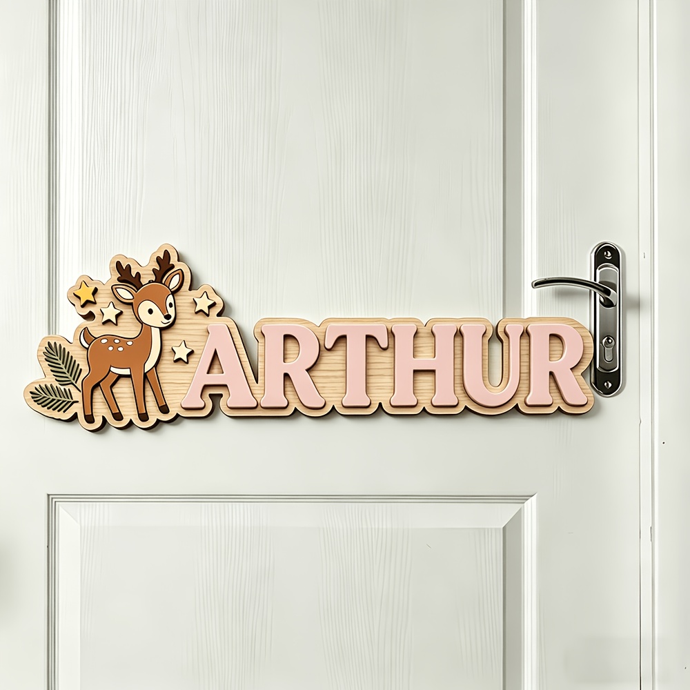 Custom Deer & Star Wooden Name - Baby Nursery Decor reseña y precio