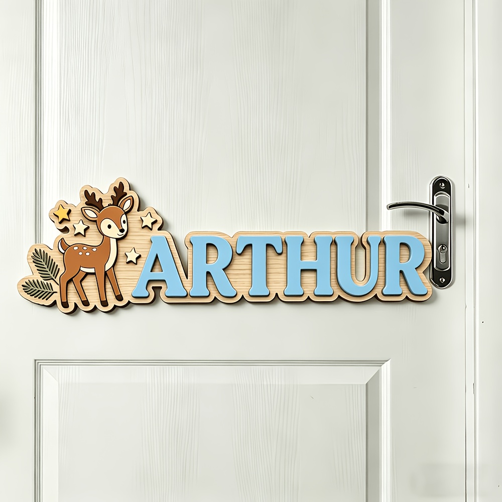 Custom Deer & Star Wooden Name - Baby Nursery Decor reseña y precio